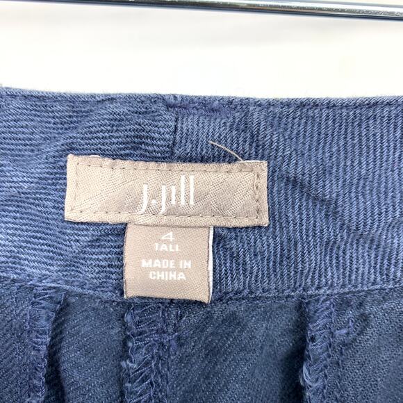 J. Jill Straight Leg 100% Linen Pants Womens Size 4 Tall Blue Loose Fit Trouser - Picture 5 of 6